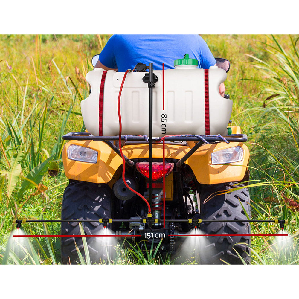 100L Weed Sprayer 12V Boom Garden Sprayer 80PSI ATV Mounted 3.3m Spray