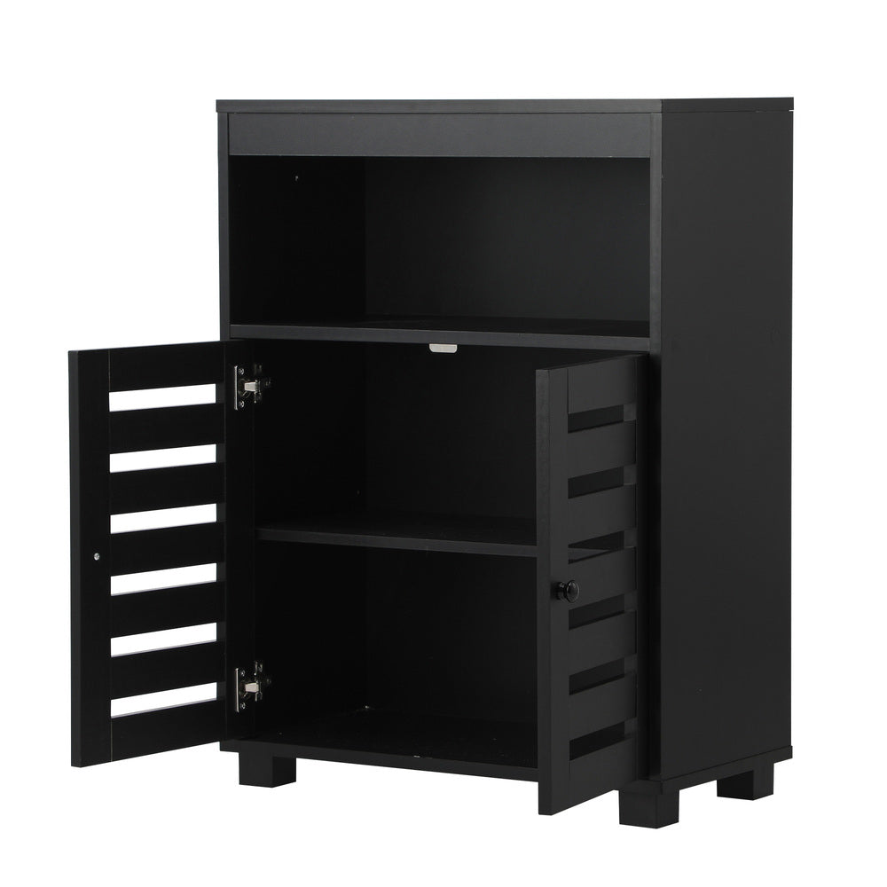 Shoes Storage Cabinet 2 Doors Black White Natural