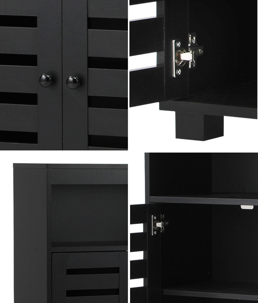 Shoes Storage Cabinet 2 Doors Black White Natural