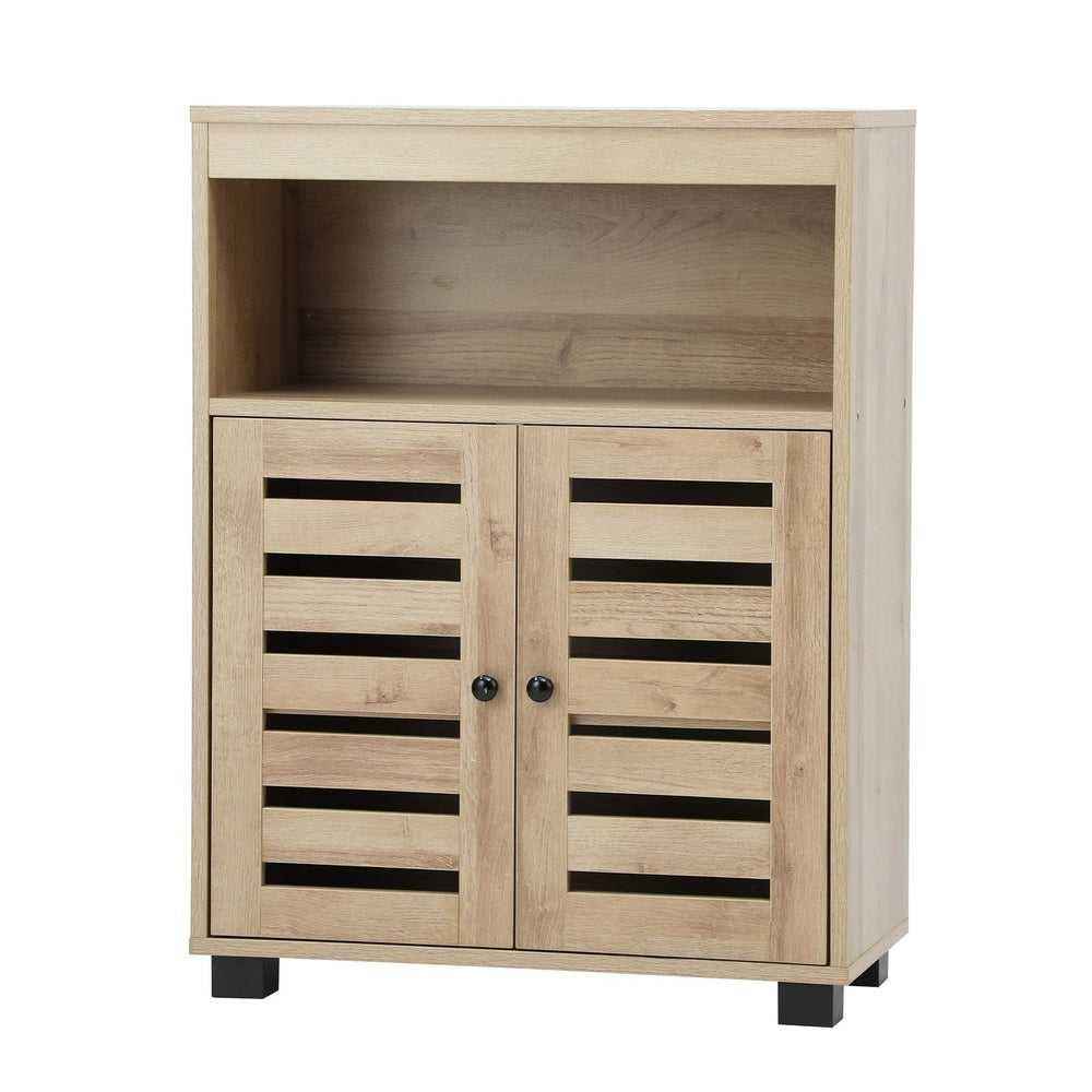 Shoes Storage Cabinet 2 Doors Black White Natural