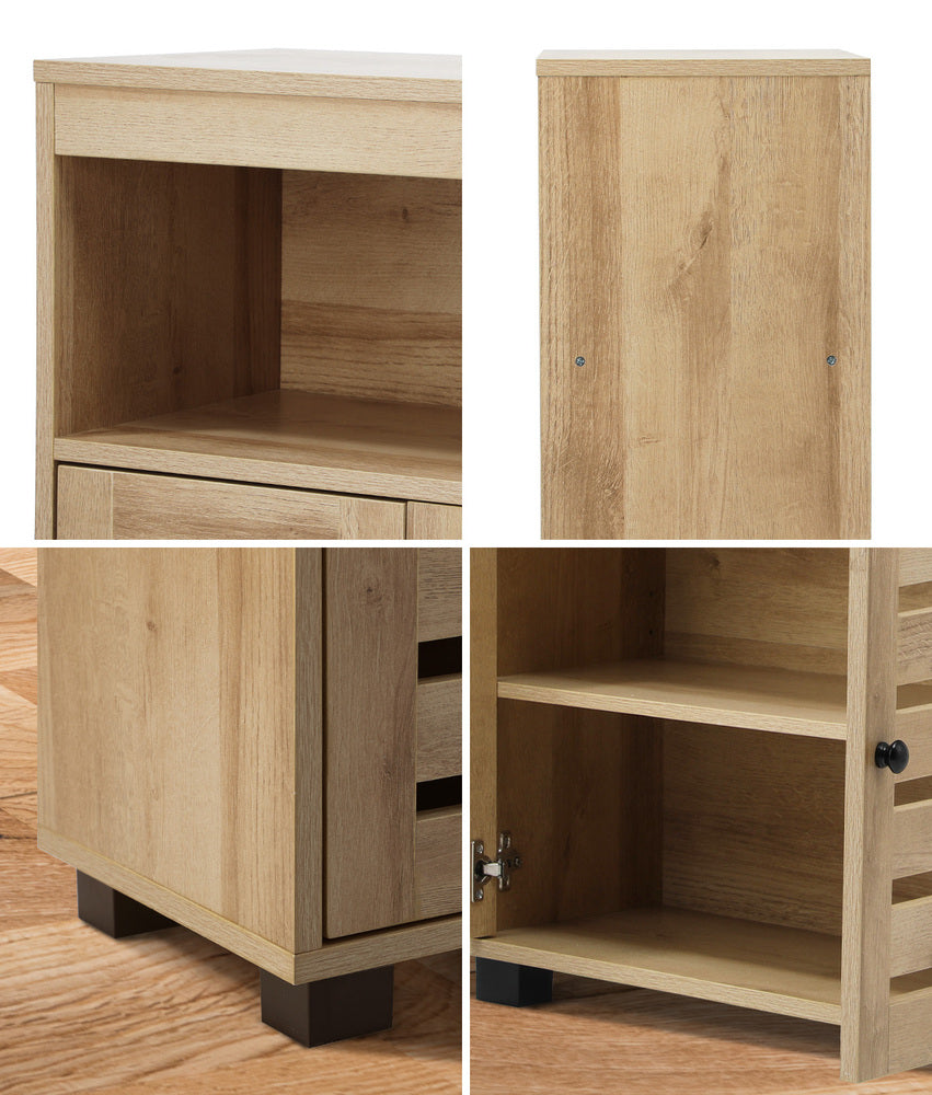 Shoes Storage Cabinet 2 Doors Black White Natural