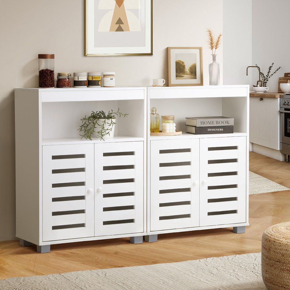 Shoes Storage Cabinet 2 Doors Black White Natural