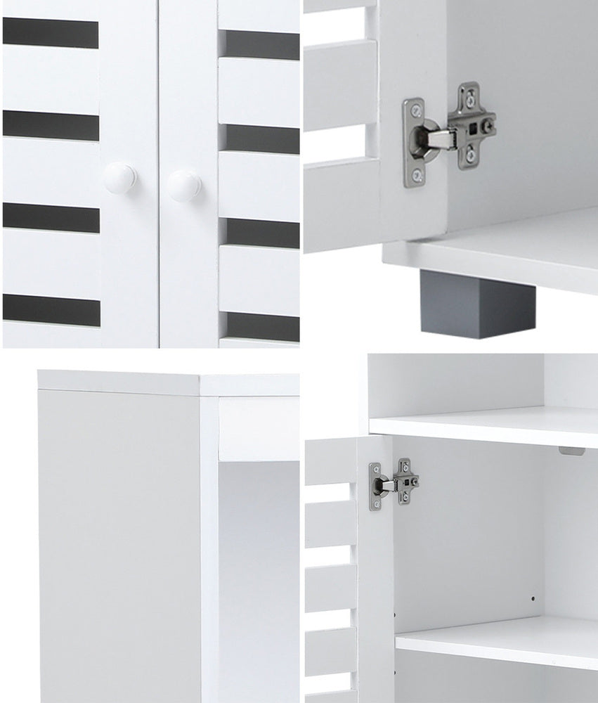 Shoes Storage Cabinet 2 Doors Black White Natural