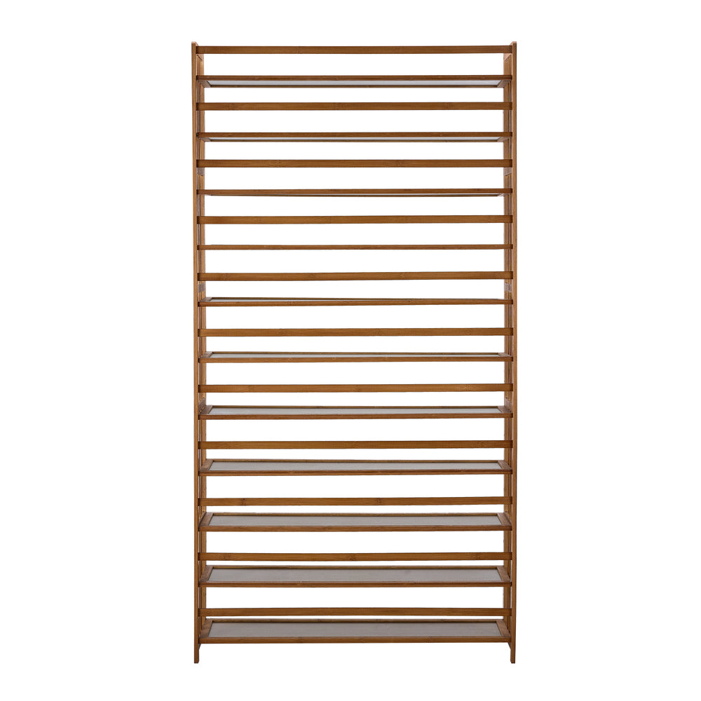 Shoe Rack Storage Organizer 11 Shelves Bamboo Brown