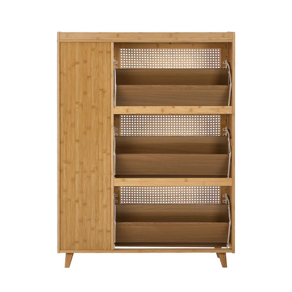 Bamboo Shoe Cabinet 3 Compartments Natural | Simpledeals