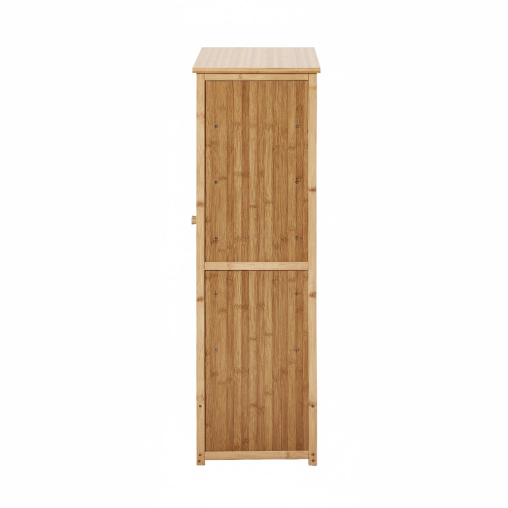 Bamboo Shoe Storage Cabinet 3 Doors Organizer Shelf Rack Beige & Brown
