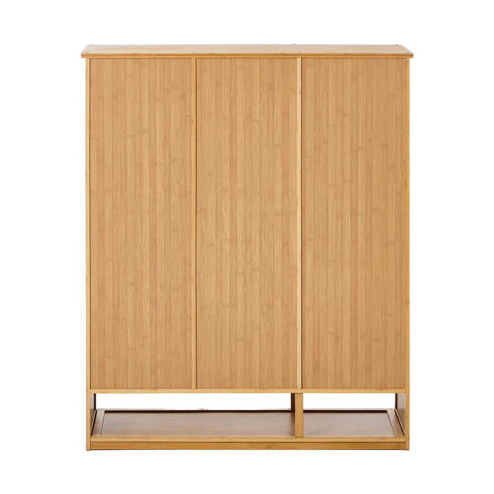 Bamboo Shoe Storage Cabinet 3 Doors Organizer Shelf Rack Beige & Brown