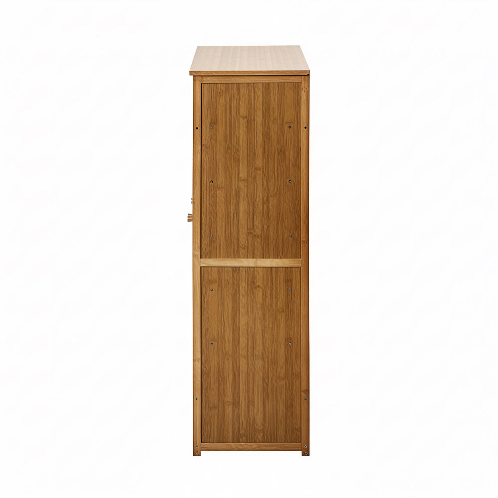Bamboo Shoe Storage Cabinet 3 Doors Organizer Shelf Rack Beige & Brown
