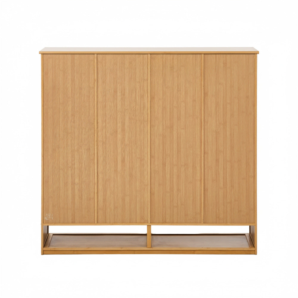 Bamboo Shoe Storage Cabinet 2 Doors Organizer Shelf Rack Beige