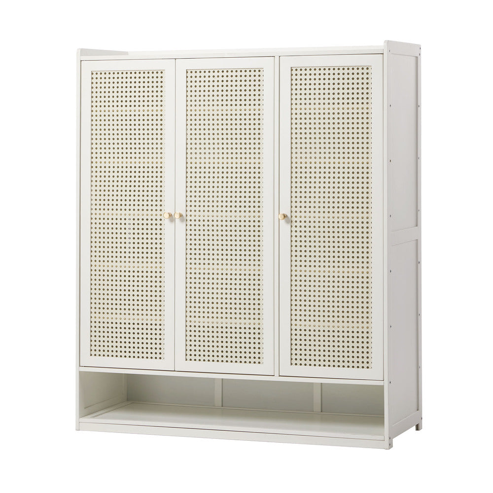 7 Tier Shoe Storage Cabinet Rattan White | Simpledeals