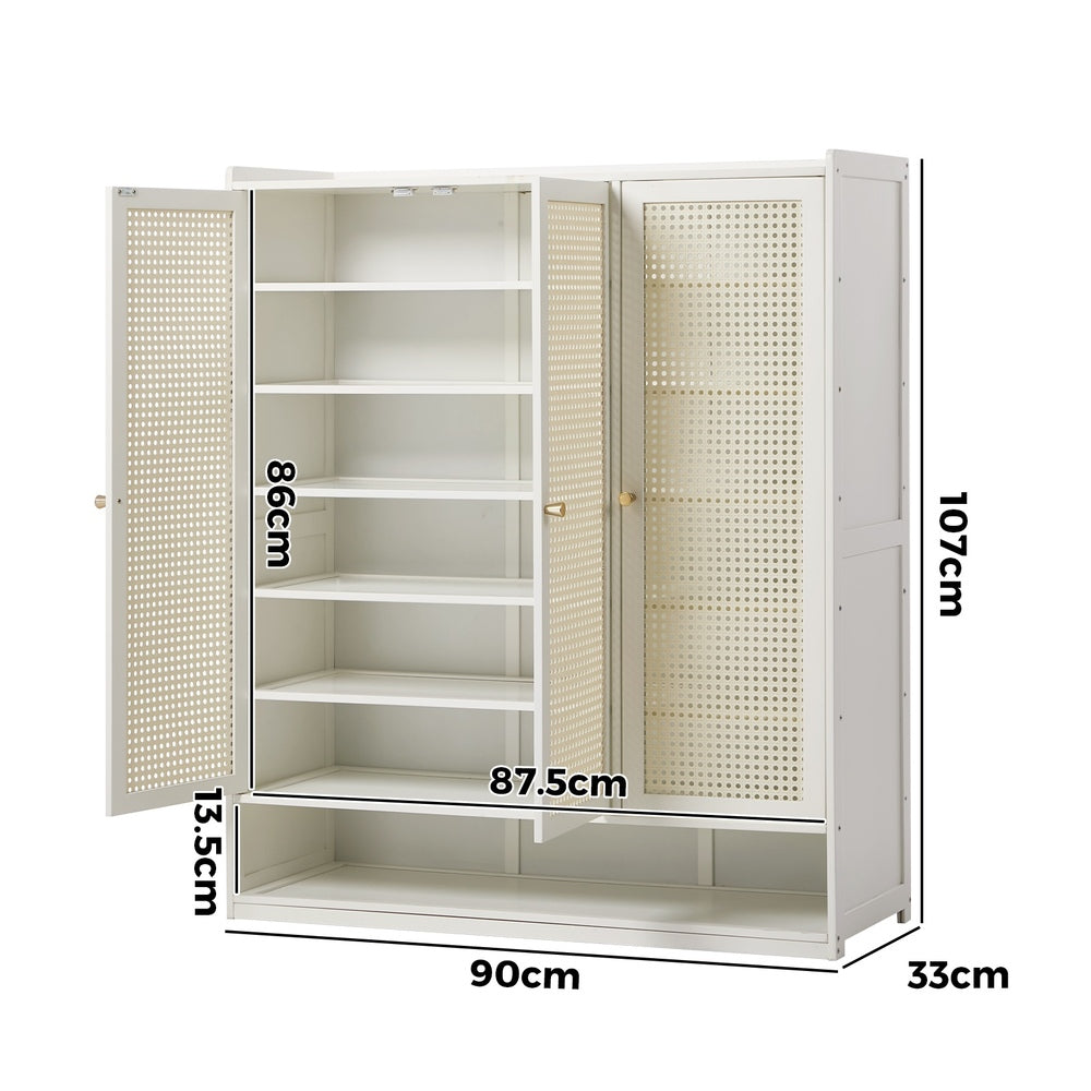 7 Tier Shoe Storage Cabinet Rattan White | Simpledeals