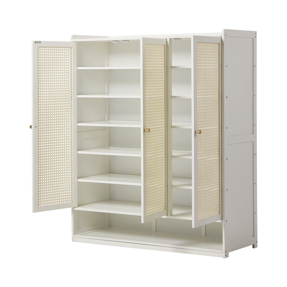7 Tier Shoe Storage Cabinet Rattan White | Simpledeals