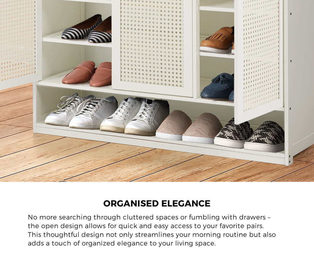 7 Tier Shoe Storage Cabinet Rattan White | Simpledeals