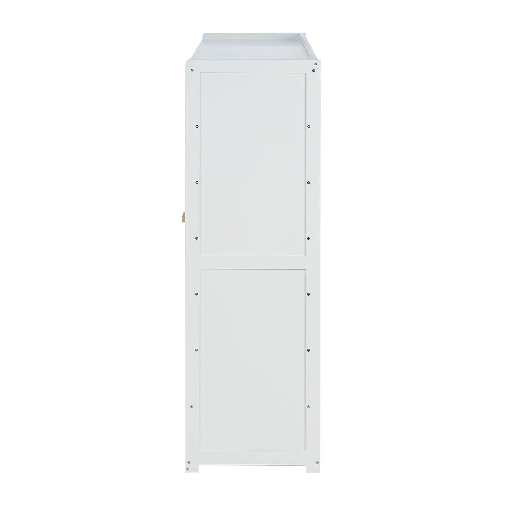 Shoe Storage Cabinet Rattan White 120x32x108cm