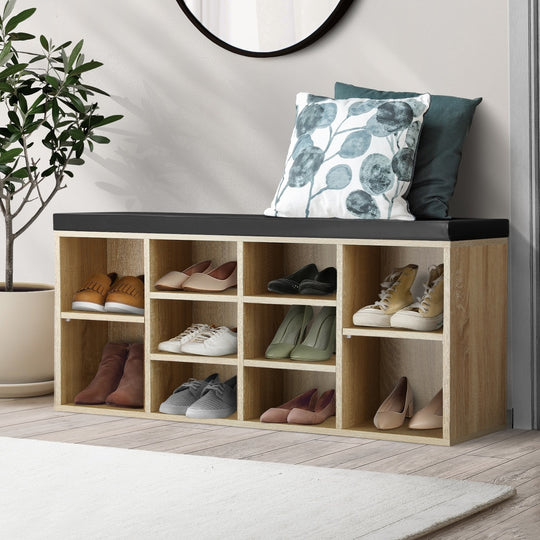 Shoe Bench Shoe Storage Rack PU Padded Seat Organiser