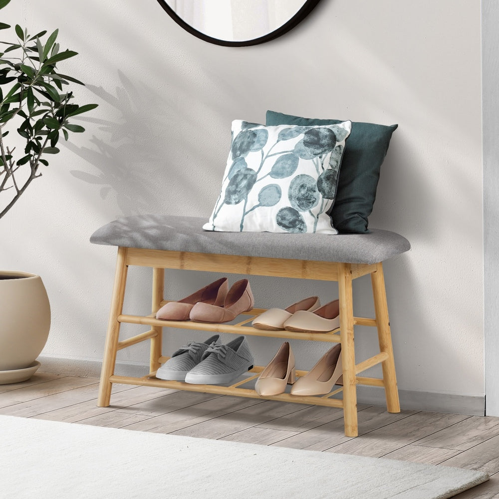 Bamboo Shoe Storage Bench Seat 70cm | Simpledeals