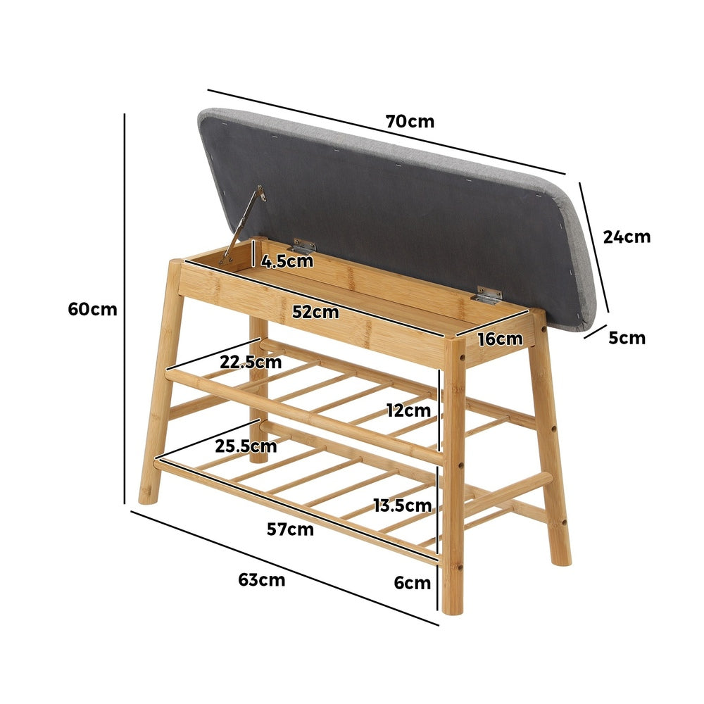 Bamboo Shoe Storage Bench Seat 70cm | Simpledeals