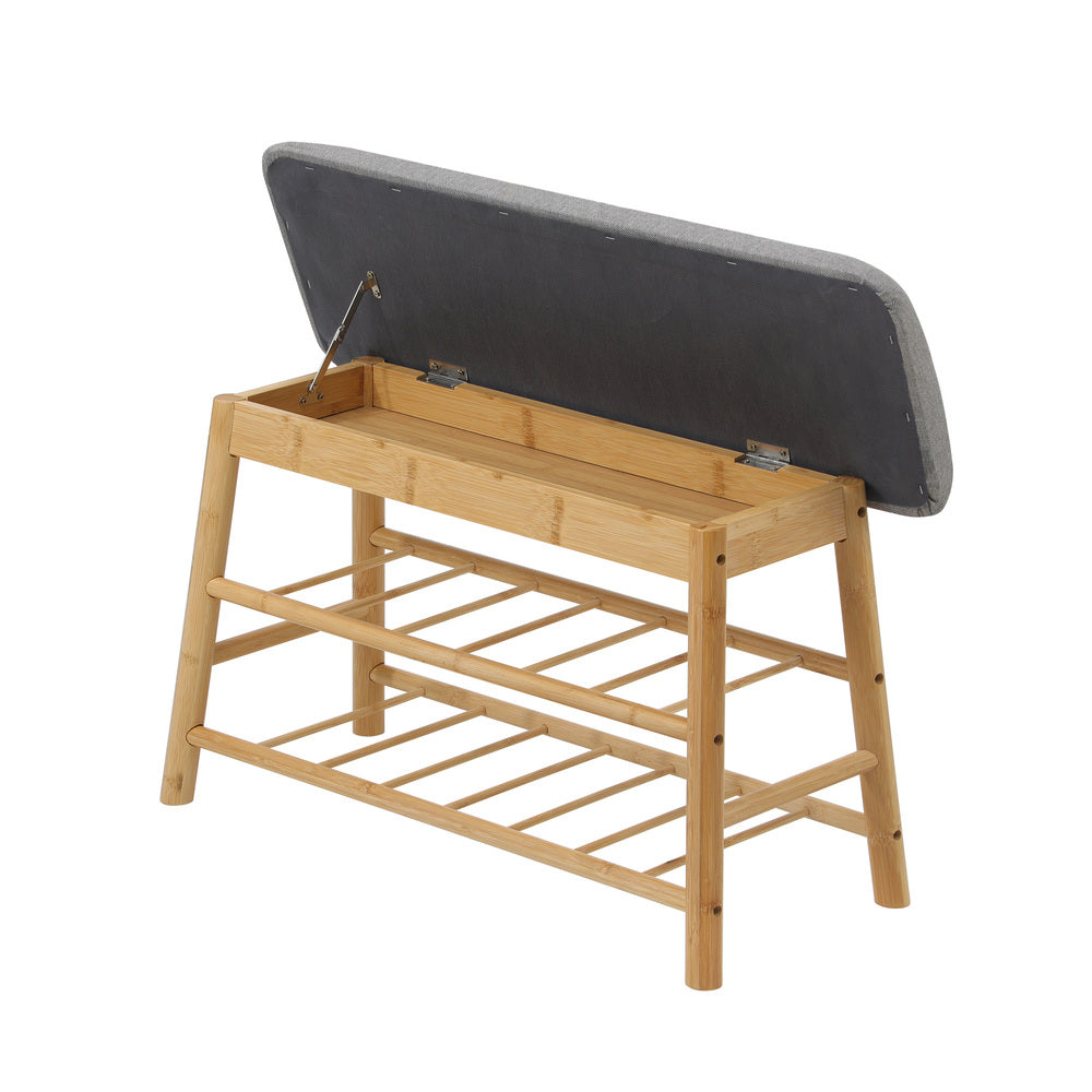 Bamboo Shoe Storage Bench Seat 70cm | Simpledeals