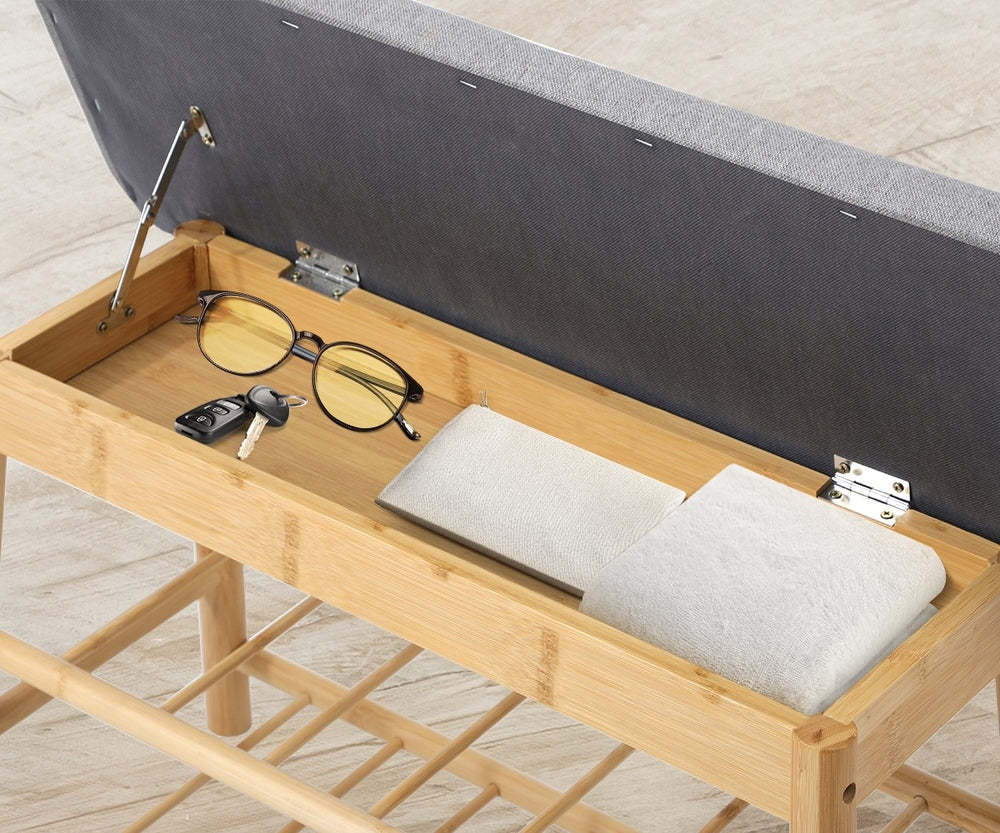 Bamboo Shoe Storage Bench Seat 70cm | Simpledeals