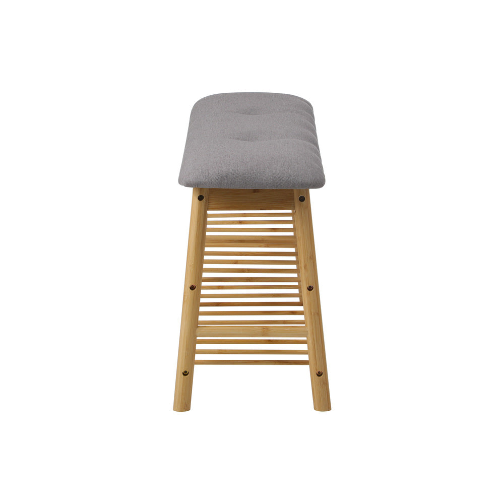 Bamboo Shoe Storage Bench Cushioned Seat 90cm | Simpledeals