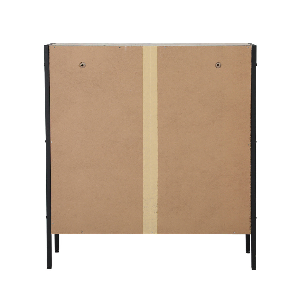 Shoes Storage Cabinet 2 Slatted Doors 4 Shelves Brown