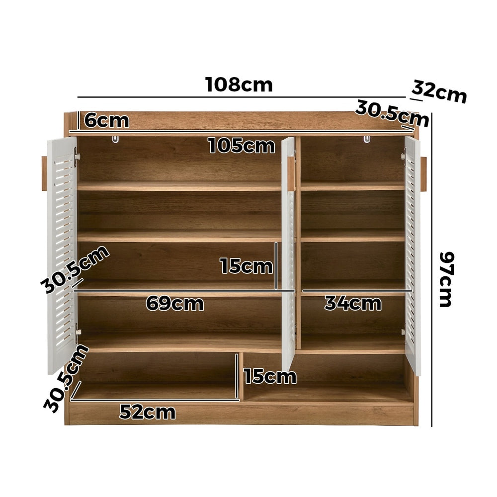 5-Tier Shoe Cabinet 3 Door Storage Cupboard | Simpledeals