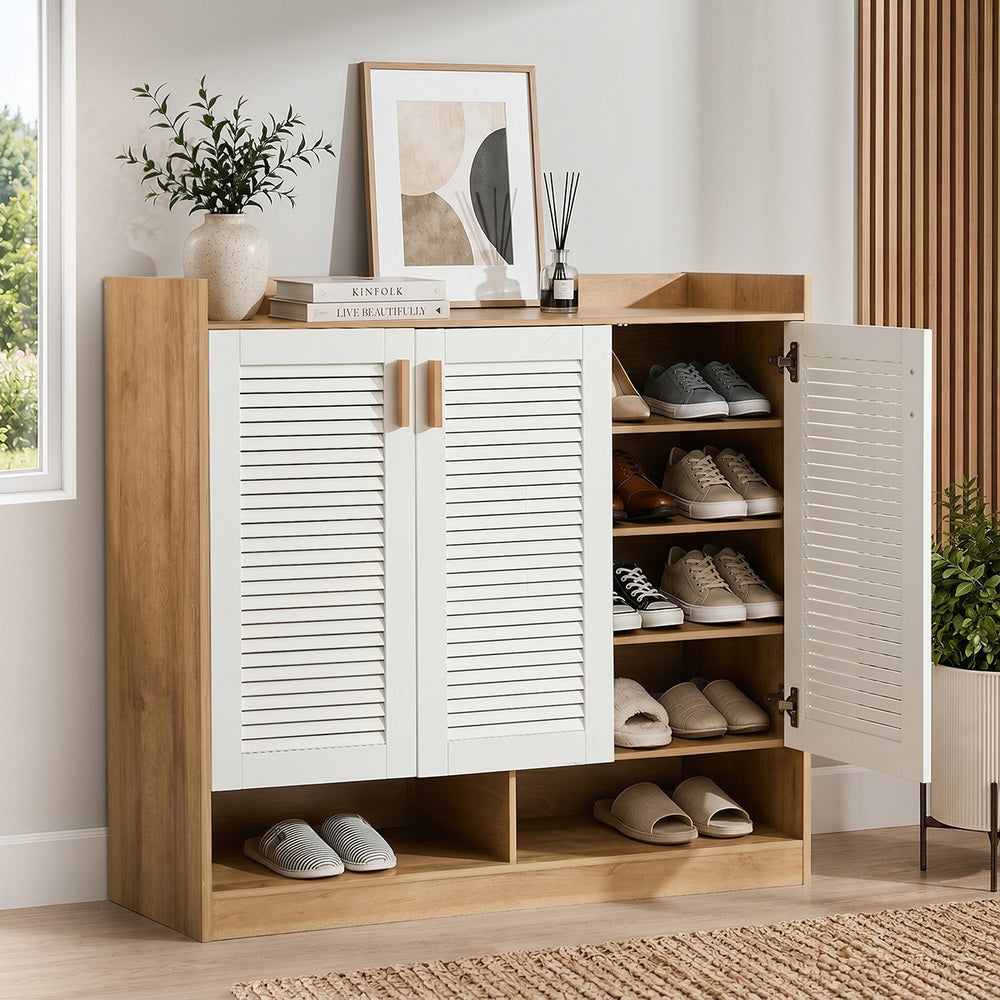 5-Tier Shoe Cabinet 3 Door Storage Cupboard | Simpledeals