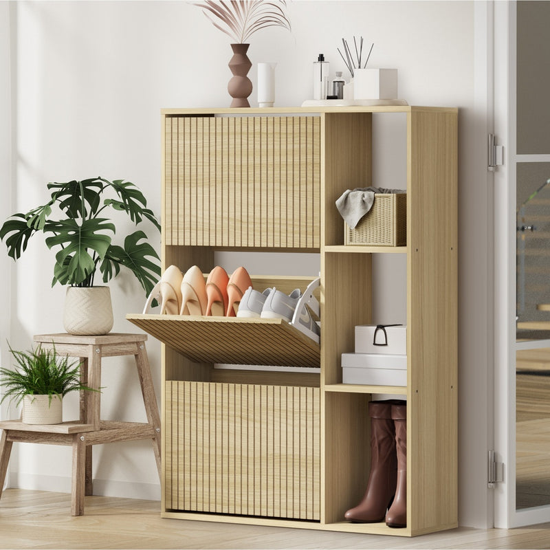Shoe Storage Cabinet - Shoe Rack Storage Cabinet with Display Shelves Black - photo 11