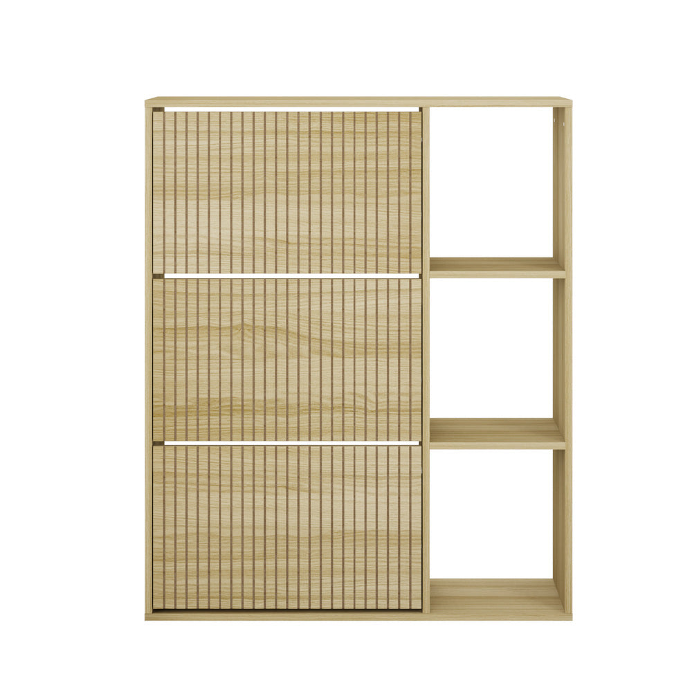 Shoe Rack Storage Cabinet with Display Shelves Black