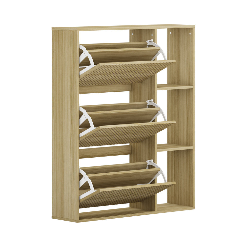 Shoe Rack Storage Cabinet with Display Shelves Black
