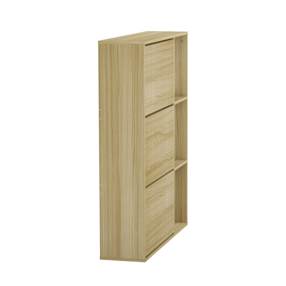 Shoe Rack Storage Cabinet with Display Shelves Black