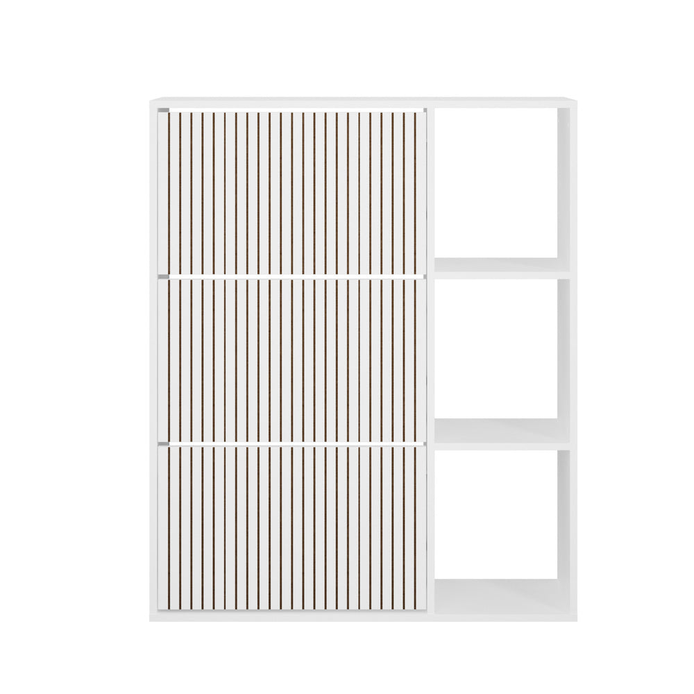 Shoe Rack Storage Cabinet with Display Shelves Black