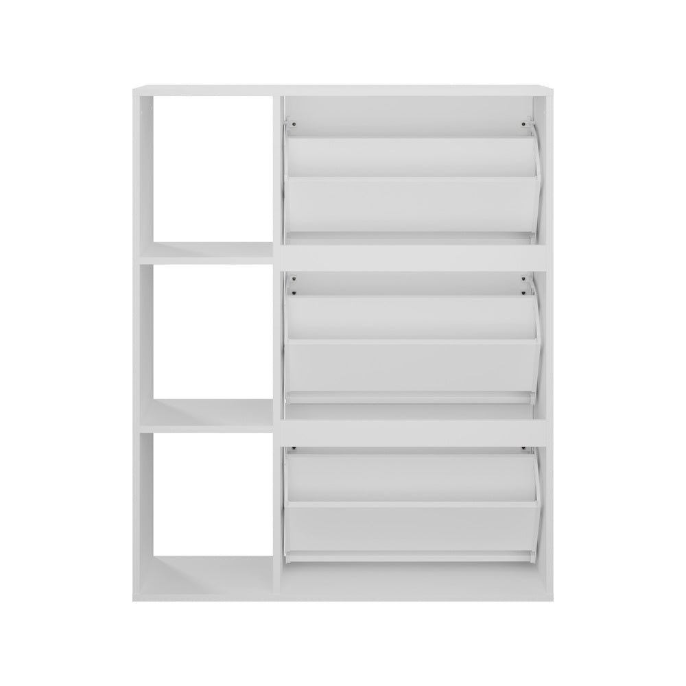 Shoe Rack Storage Cabinet with Display Shelves Black