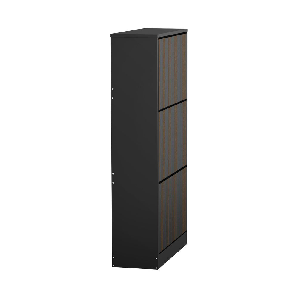 Shoe Rack Storage Cabinet 3-Tier Organizer Black Entryway Closet Shelf