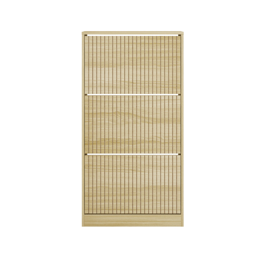 Shoe Rack Storage Cabinet 3 Compartments Black