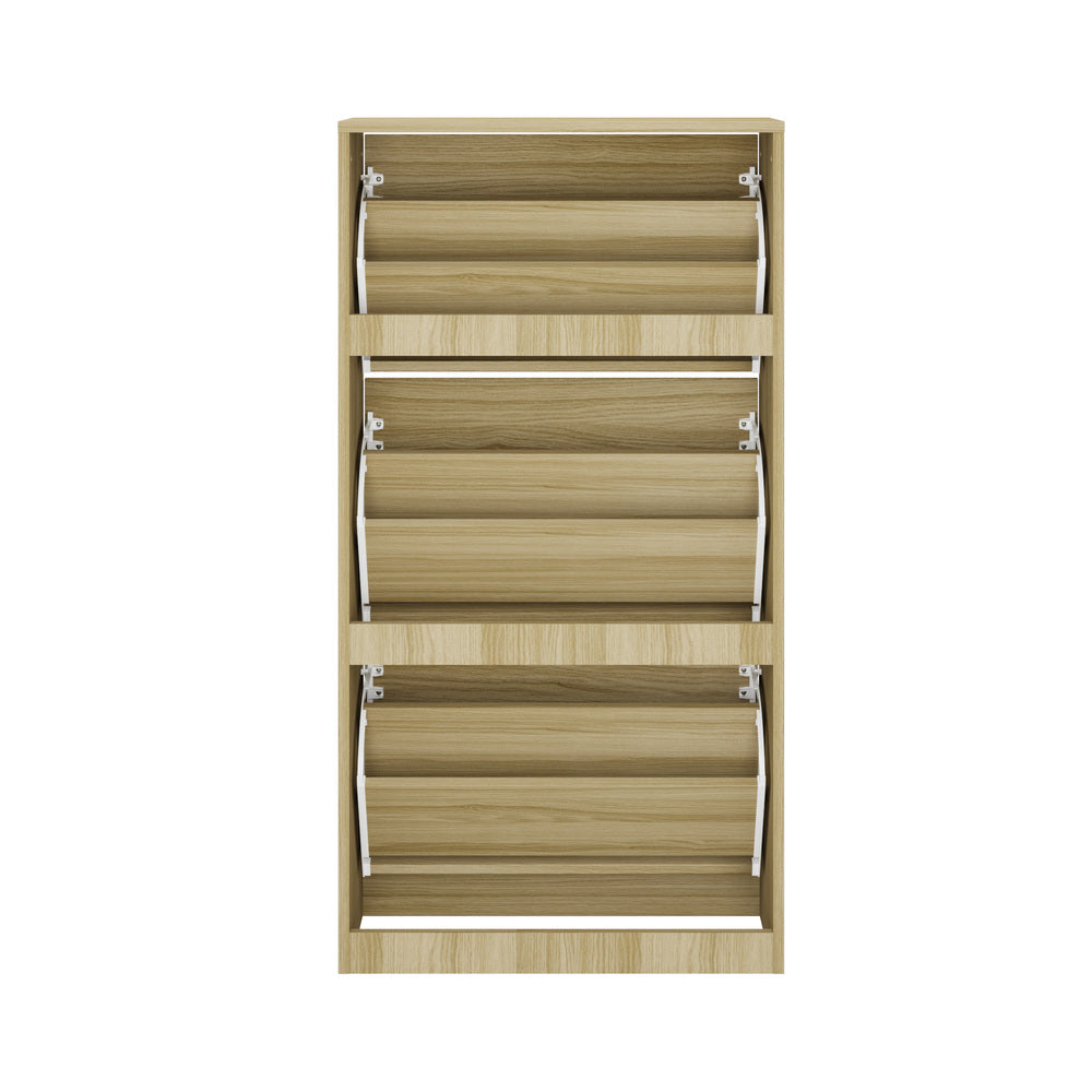 Shoe Rack Storage Cabinet 3 Compartments Black