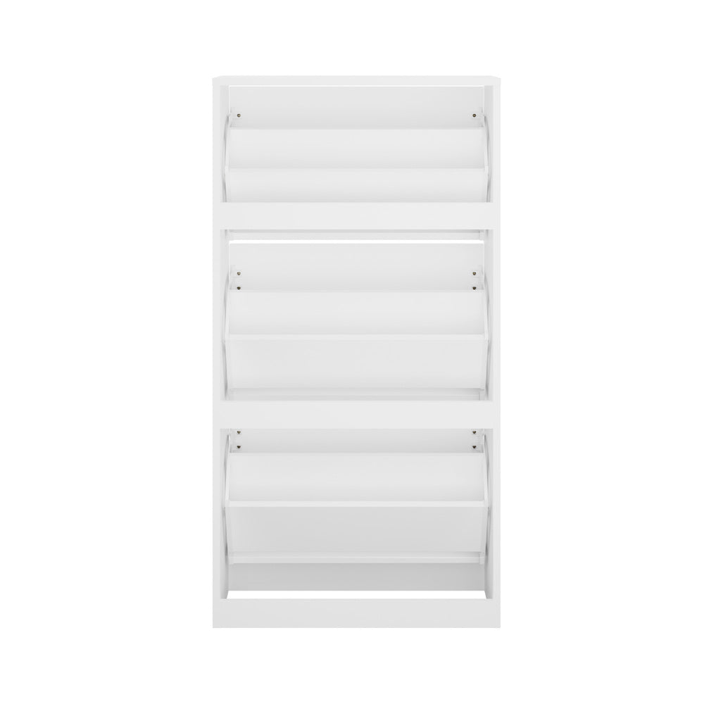 Shoe Rack Storage Cabinet 3 Compartments Black
