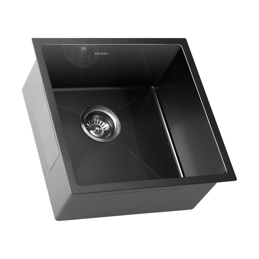 44X38CM Stainless Steel Sink Single Bowl with Waste Black