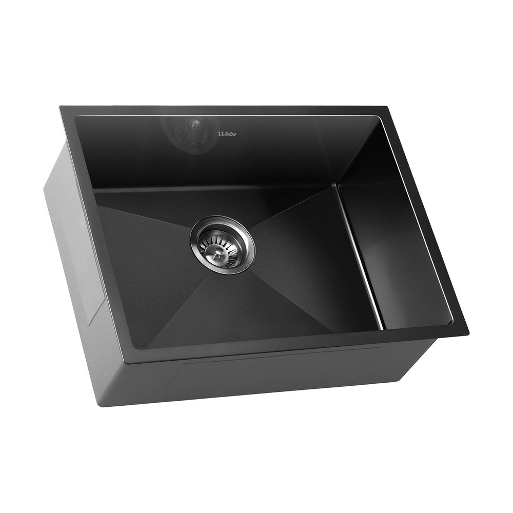 44X38CM Stainless Steel Sink Single Bowl with Waste Black