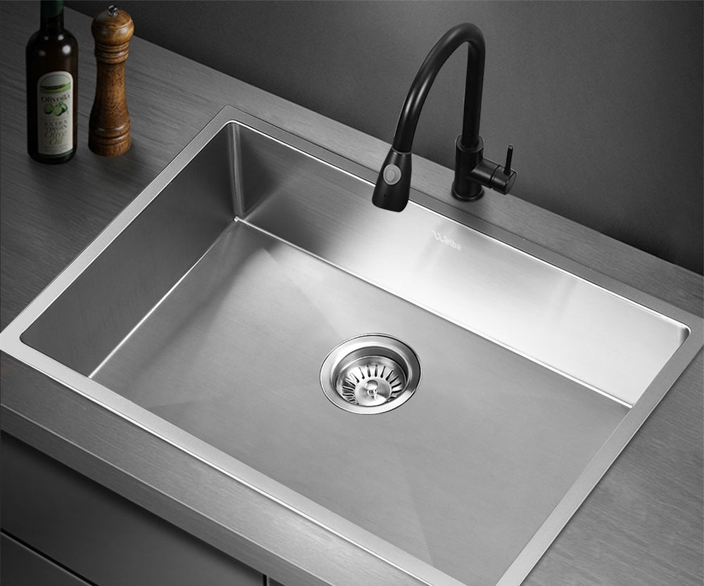 44X38CM Stainless Steel Sink Single Bowl with Waste Black