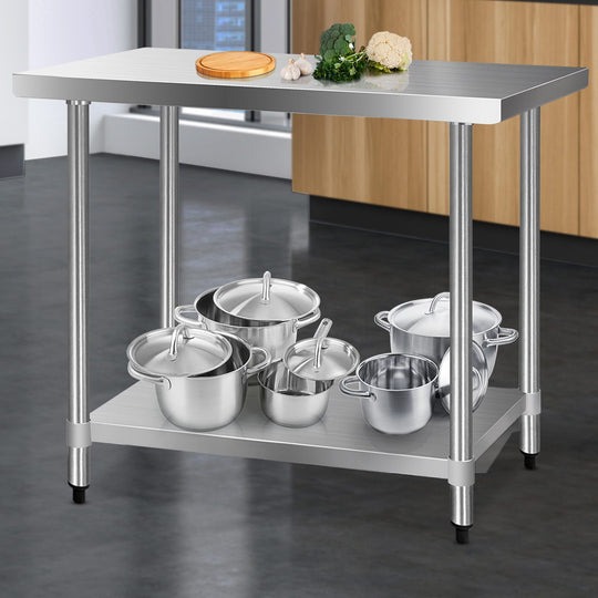 Stainless Steel Kitchen Bench 1219x610mm Commercial Prep Table Classic, Kitchen Sinks