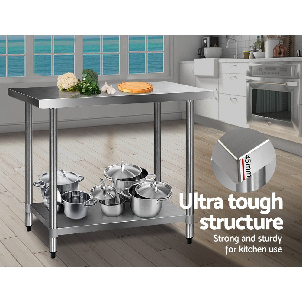 Stainless Steel Kitchen Bench 1219x610mm Commercial Prep Table Classic
