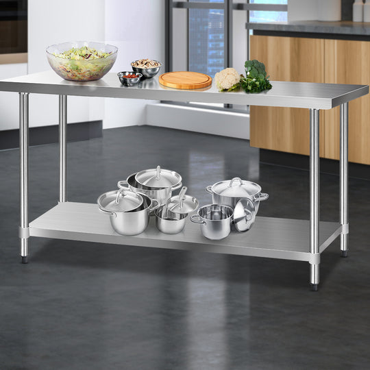 Stainless Steel Kitchen Bench 1829x610mm Commercial Work Table, Kitchen Sinks