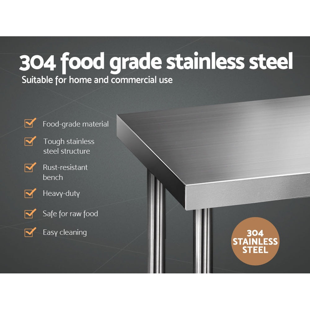 Stainless Steel Kitchen Bench 1829x610mm Commercial Work Table