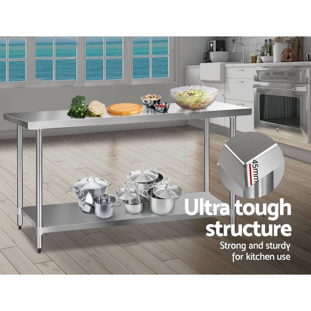 Stainless Steel Kitchen Bench 1829x610mm Commercial Work Table