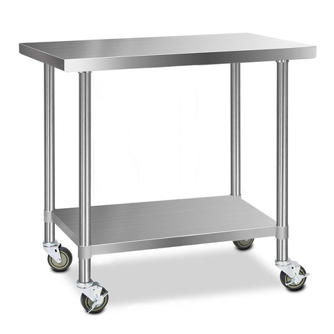 Easy To Use 1219X610Mm Stainless Steel Kitchen Bench With Wheels