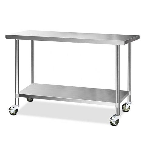 Premium 1524X610Mm Stainless Steel Kitchen Bench With Wheels