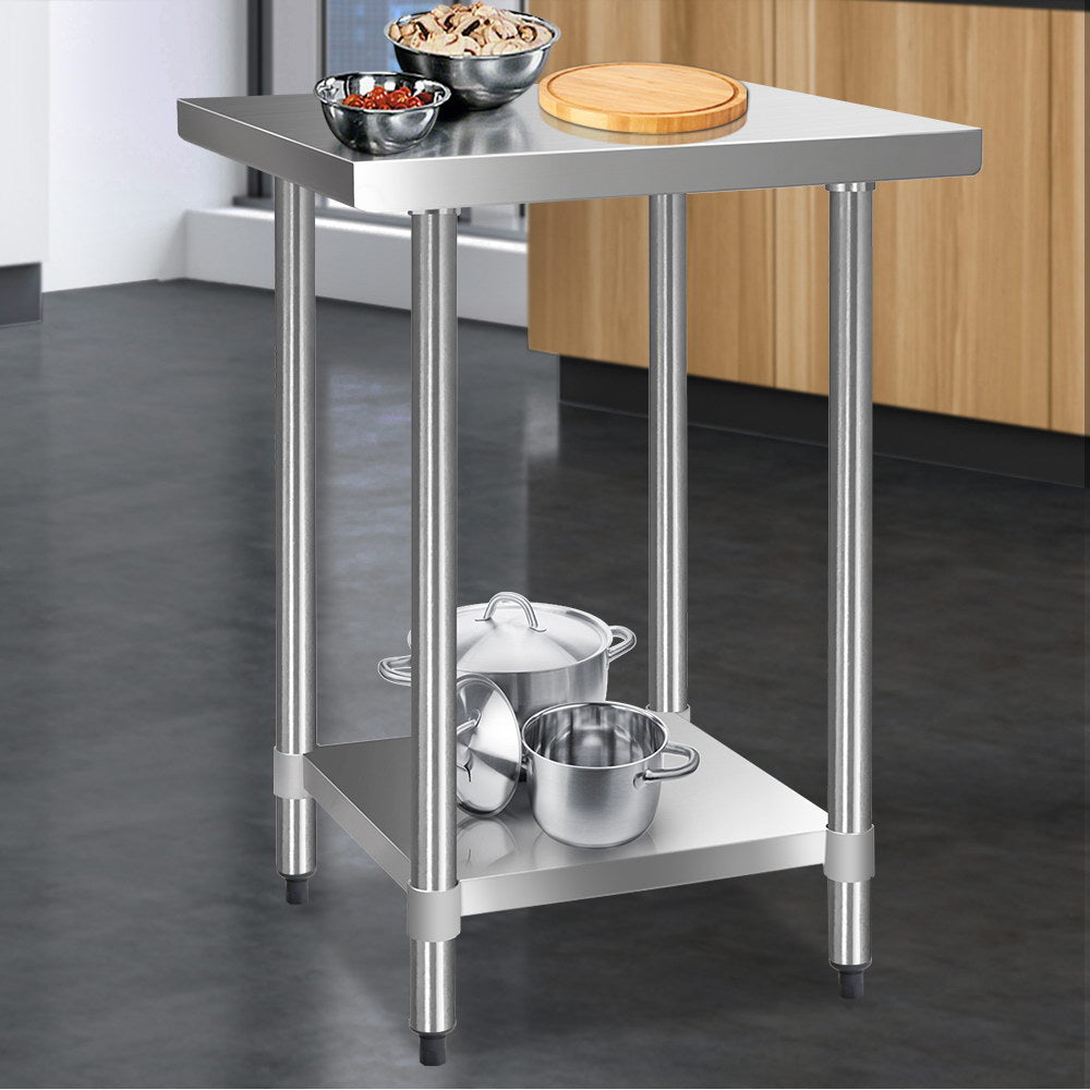 610x610mm Stainless Steel Kitchen Bench Commercial Food Prep Table