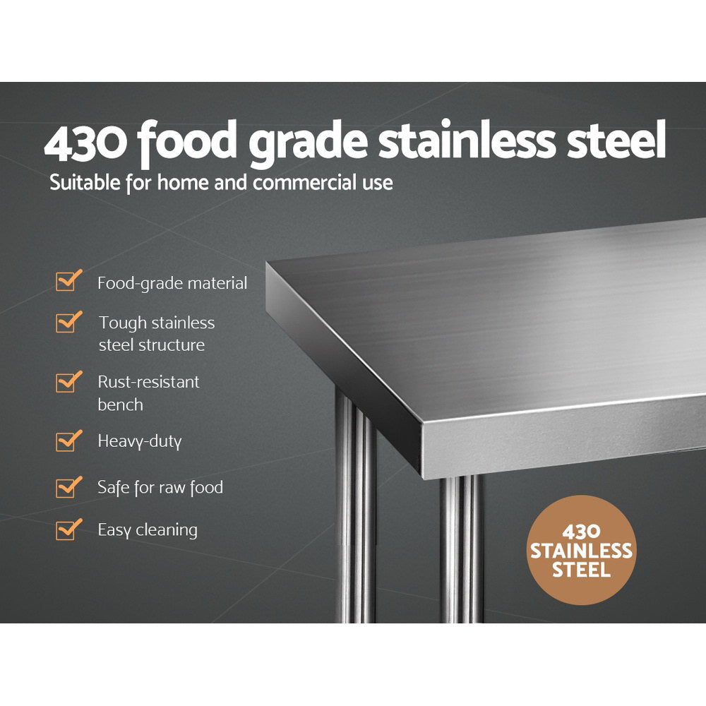 610x610mm Stainless Steel Kitchen Bench Commercial Food Prep Table