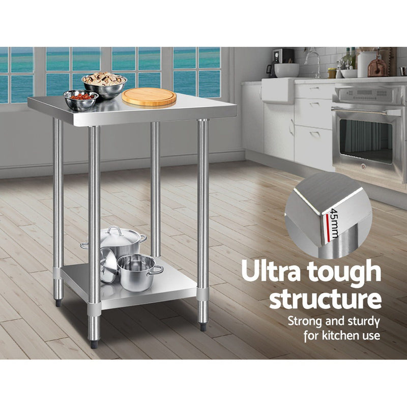 610x610mm Stainless Steel Kitchen Bench Commercial Food